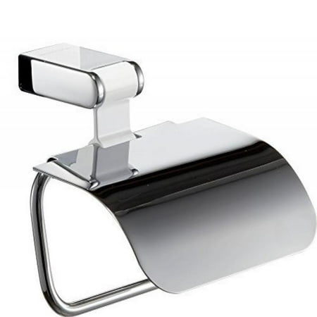 Iris Toilet Paper Roll Holder With Lid Polished Chrome White