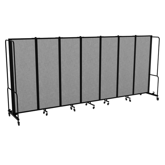 Hampden Furnishings Otis Collection Portable Room Divider, 7 Grey Panels, Black Frame