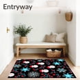 thumbnail image 3 of ODIKA 5'x7' Machine Washable Non-Slip Area Rug, Festive Snowflake Parade with Jolly Hat Tipped Snowman and Berry Sprigs High Traffic Rug with Pad, Black, 652319, 3 of 8