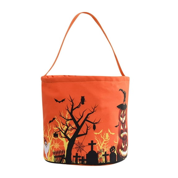Halloween Candy Buckets Candy Baskets,Cute Pumpkin Candy Bucket, Spooky Small Baskets,Trick or Treat Bags Polka Dot Halloween Party Favor Bags