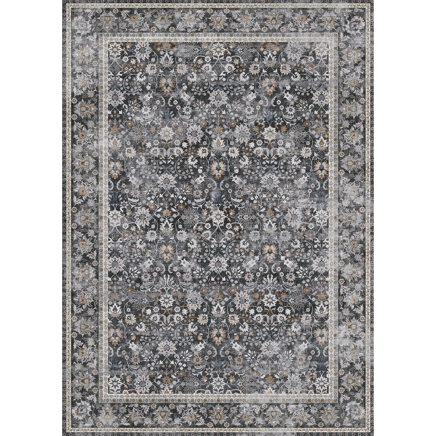 BERTHMEER 3'x5' Small Area Rugs Washable Rugs for Office Kitchen Entryway Doorway Non-slip, Black