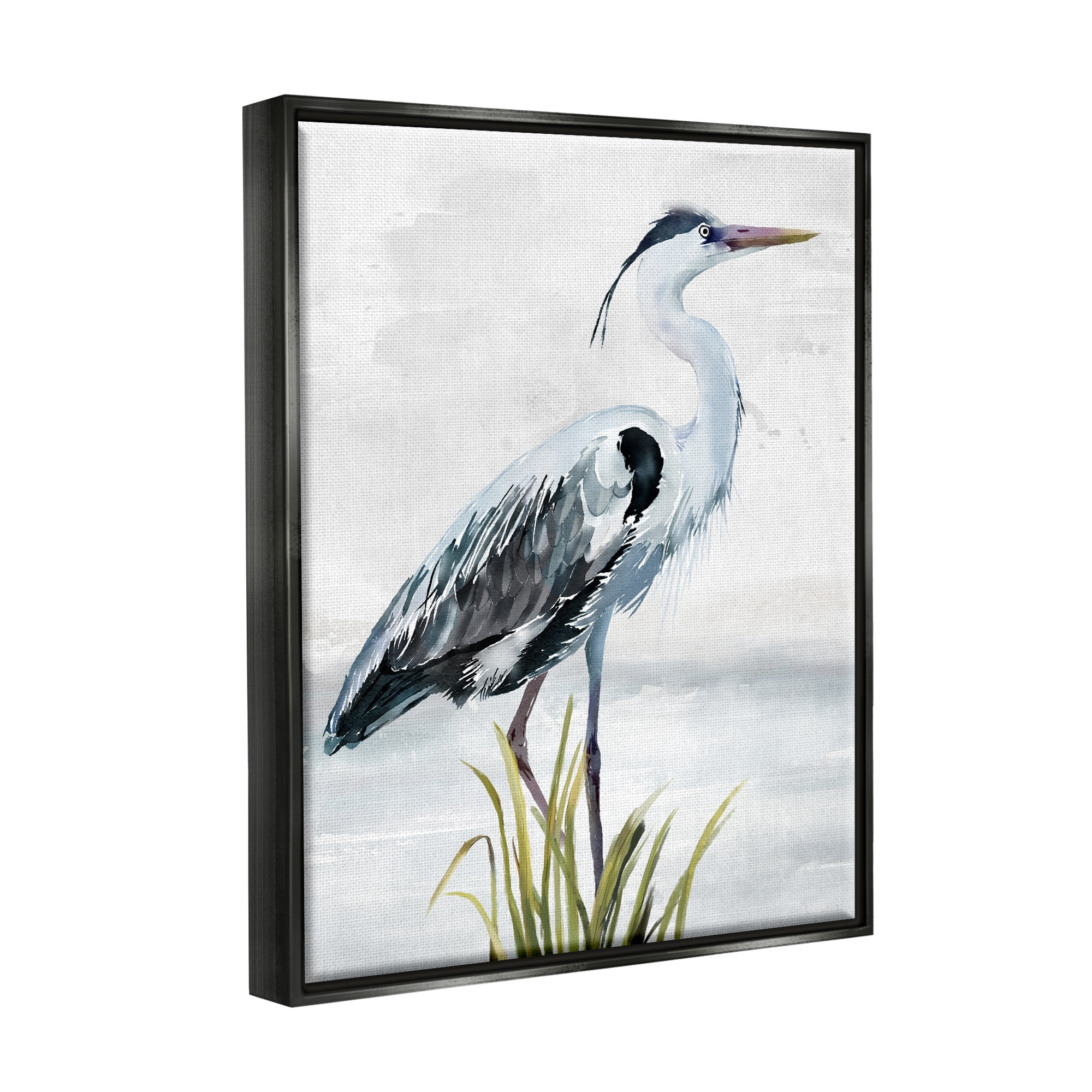 Stupell Industries Shore Bird Portrait Animals & Insects Painting Black Floater Framed Canvas Art Print Wall Art, 25 x 31