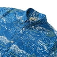 thumbnail image 2 of YIUME Ocean Waves Calssic Print Men's Button-down Shirt 100% Cotton Shell Button, 2 of 4