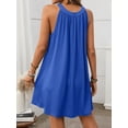 thumbnail image 4 of Women Halter Neck A Line Dress Solid Color Sleeveless Loose Fit Casual Wear Mid Length, 4 of 7
