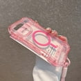 thumbnail image 4 of for iPhone 16 Clear Magnetic Case with Anti-Drop Wrist Strap, Military Grade Drop Protection Anti-Yellowing Cell Phone Cover - Rugged Durable Shockproof Protective Bumper Case, Pink, 4 of 9