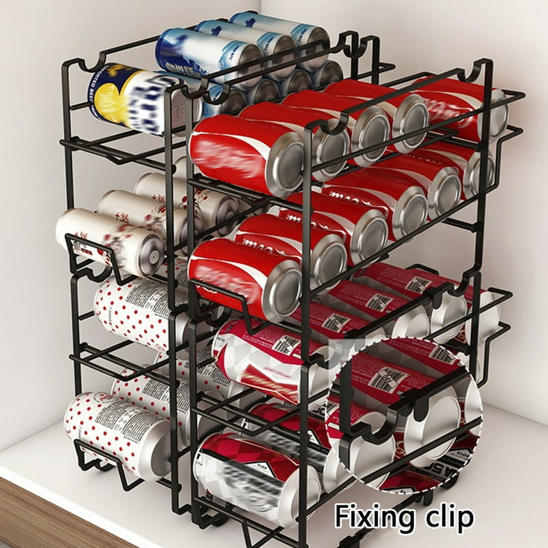 Dznils 2 Pack Soda Can Storage Rack Stackable Beverage Can Organizer  Non-slip Can Dispenser Holder Space Saving Water Bottle Beverage Bins Shelf  for