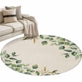 thumbnail image 2 of Round Area Rug 4ft,Farm Watercolor Leaves Washable Carpet Non-Slip Runner Accent Rugs Indoor Floor Mat for Bedroom Living Room Decor,Vintage Linen, 2 of 9