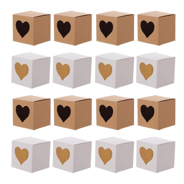 EeaseMX 60 cajas cuadradas de papel kraft con forma de corazón para dulces, regalos y pasteles.