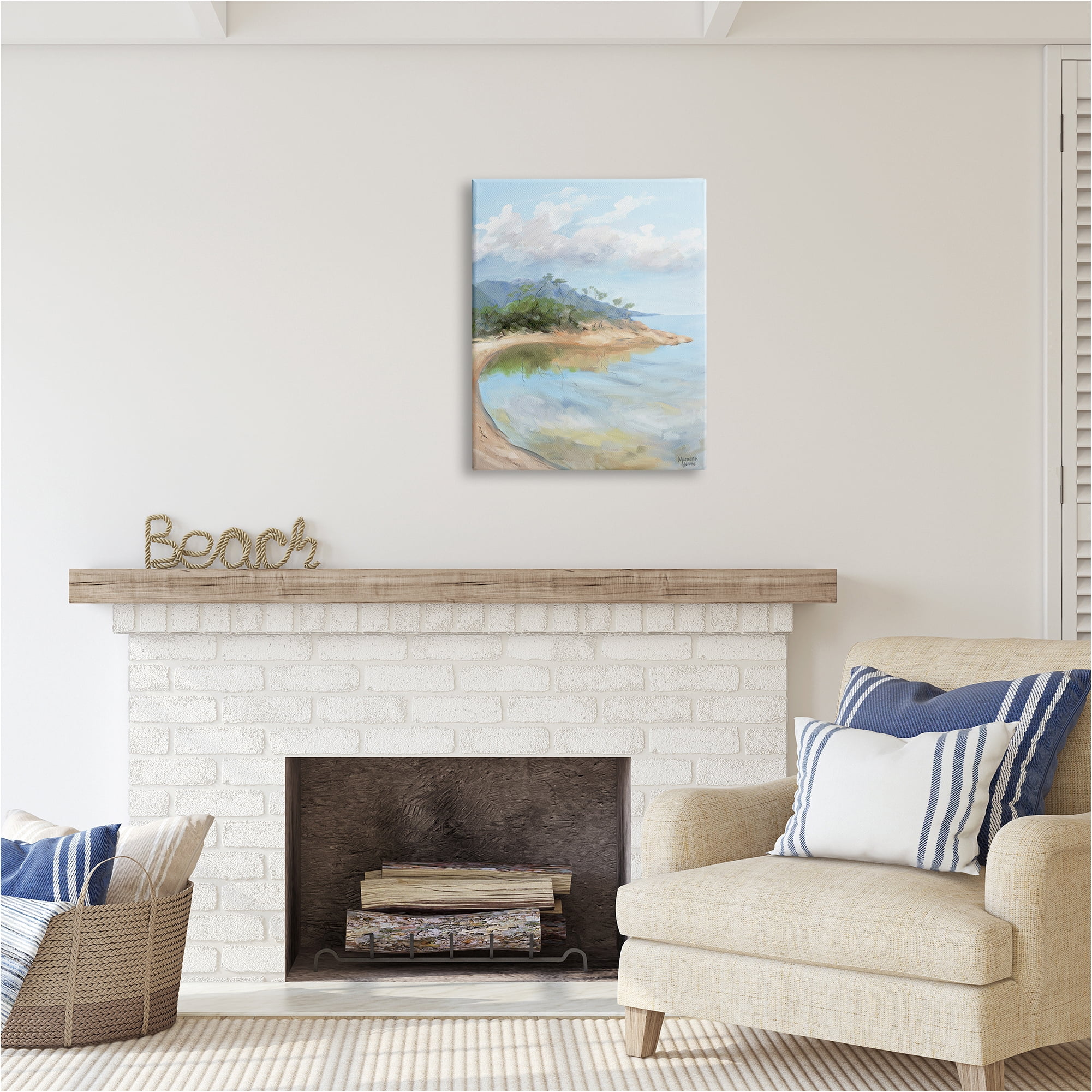 Stupell Industries Soft Beach Painting Landscape Painting Gallery Wrapped Canvas Art Print Wall Art, 24 x 30