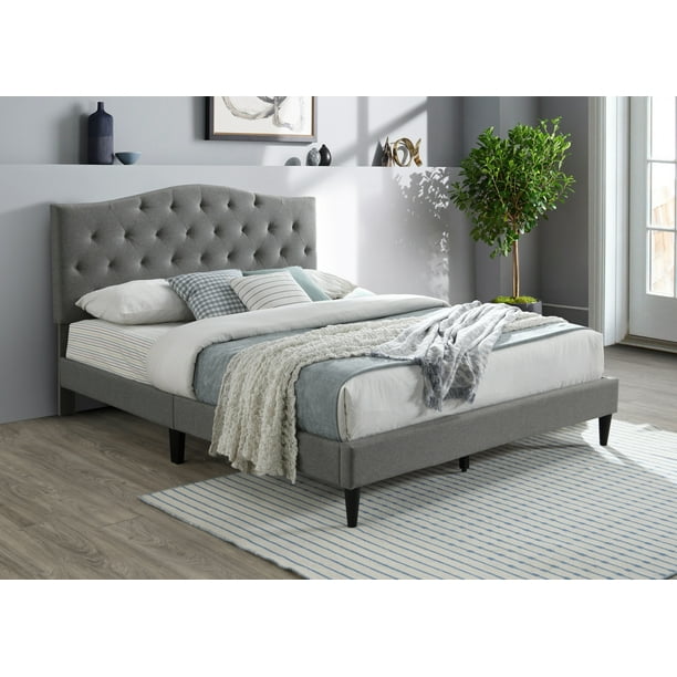 Ovis Ava Stone Gray Tufted Platform Bed Upholstered King Com Ovis Ava Stone Gray Tufted Platform Bed, Gray Tufted King Bed
