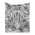 thumbnail image 1 of Octopus Soft Flannel Fleece Throw Blanket, Kraken Octopus in the Sea Mandala Style Pattern Tentacles Marine, Cozy Plush for Indoor and Outdoor Use, 50" x 60", Black White, by Ambesonne, 1 of 6