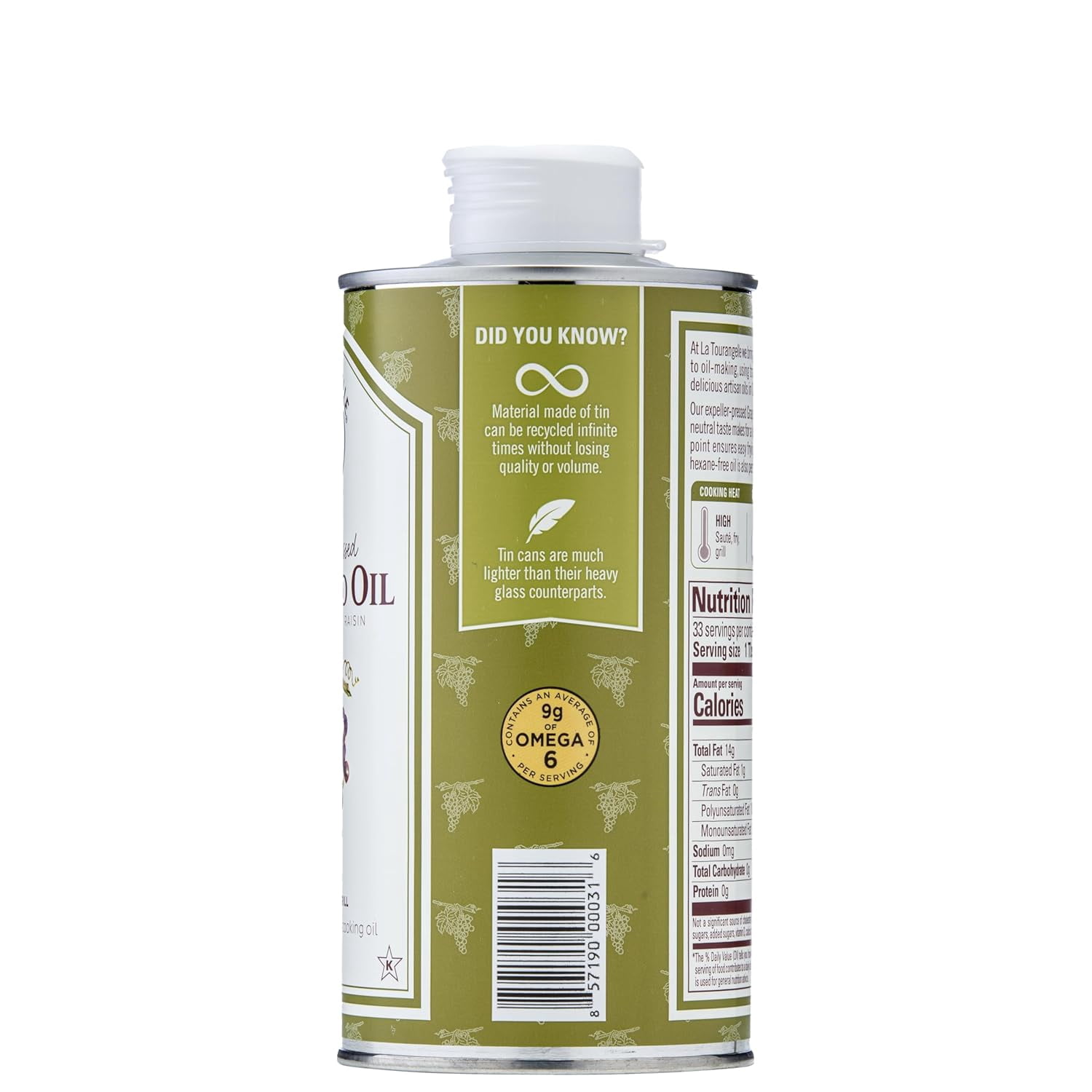 (3 pack) La Tourangelle Grapeseed Oil, Expeller-Pressed 16.9 fl oz