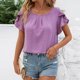 thumbnail image 1 of mfyjkho Tops Para Hacer Ejercicio Para Mujer, Camisa Informal Holgada De Manga Corta Con Volantes Y Cuello Redondo Plisado Para Mujer Tops Para Hacer Ejercicio M, 1 of 8