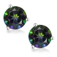 thumbnail image 2 of Gem Stone King 14K White Gold 2.60 Ct Round 7mm Green Mystic Topaz Martini Stud Earrings for Women Men, 2 of 4