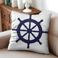 thumbnail image 4 of 2 Pcs Coastal Nautical Throw Pillow Covers 16x16, Navy Blue with Ocean Anchors Throw Pillow Cases, Decorative Linen Cushion Cases for Couch Living Room Sofa Bed Outdoor Home, 4 of 7