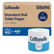 Cottonelle® Professional CleanCare Standard Roll Bulk Toilet Paper (58696), 2-Ply, White, Individually Wrapped (400 Sheets/Roll, 40 Rolls/Case, 16,000 Sheets/Case)