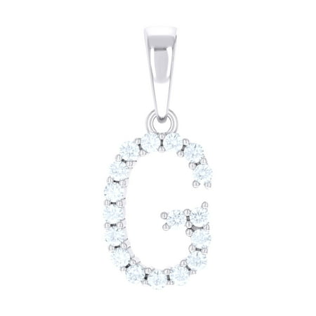 925 Sterling Silver Unisex Cubic-zirconia Initial G Alphabet Charm Pendant for Men Women