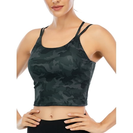 Junior s Removable Pad Seamless Sexy Strappy Back Bra Top Bralette Yoga Tank Top Longline Spaghetti Crop Tops