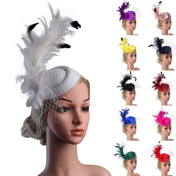 Fascinators for Women LSQii Hair Clip Beret Pillbox Hat Spring Flower Mesh Ribbons Bow Knot Headband for Cocktail Tea Party Church Wedding Gift
