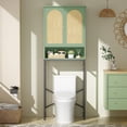 thumbnail image 2 of Conate Rattan Over The Toilet Storage Cabinet, Bathroom Storage Cabient with Rattan Doors, Metal Legs and Adjustable Shelf, Bathroom Storage Shelf Organizer, Green, 2 of 7
