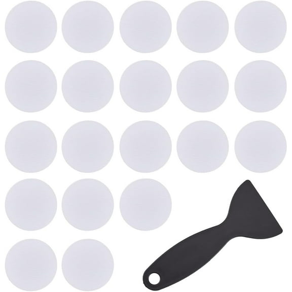 20Pcs Bathtub Non-Slip Stickers Anti-Slip White Flat Round PEVA Stickers with Scraper