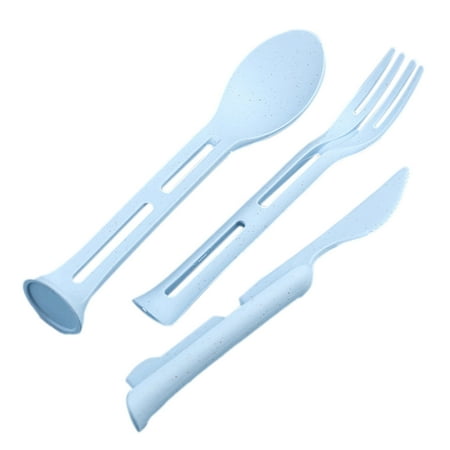 

3pcs/set Wheat Straw Portable Cutter and Set PP Material Cutter and Spoon Student Travel Three-Piece Wheat Tableware Camping