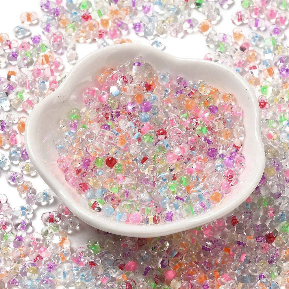 Glass Seed Beads Peanut Mixed Color 5.5~6x3~3.5x3mm Hole: 1~1.2mm about 4000pcs/pound