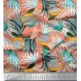 thumbnail image 1 of Soimoi Orange Crepe Silk Fabric Tropical Leaves,Girl & Lemon Slice Vegetable Print Sewing Fabric Yard 42 Inch Wide, 1 of 1