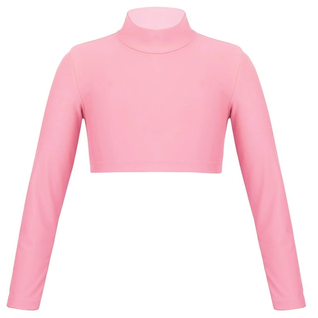 TiaoBug Haut Court à Col Roulé Manches Longues pour Filles Enfants Danse Sport Rose 14