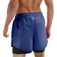 thumbnail image 2 of Gym Shorts Men Summer Casual Elastic Waist Double Layer Breathable Athletic Workout Running Shorts with Pockets, 2 of 4