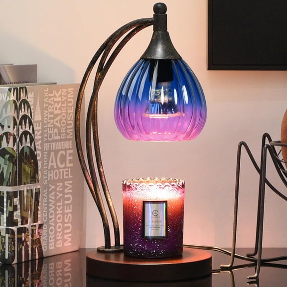 YUYAN-Candle Warmer Lamp with Timer Dimmer - Electric Candle Warmer Light Wax Warmer for Jar Candles - Candle Lamp Warmer Unique Gifts for Women Mom House Warming Gifts New Home Decor Blue Purple Gra