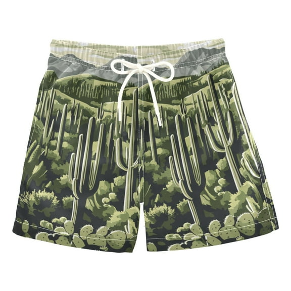 Cactus Grove Vector Illustration Boys Swim Trunks Quick Dry Boy Swim Shorts for 3-14 Years