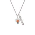 thumbnail image 2 of Delight Jewelry Silvertone 3-D Enamel Basketball in Hoop Silvertone Guardian Angel Bar Charm Necklace, 23", 2 of 4