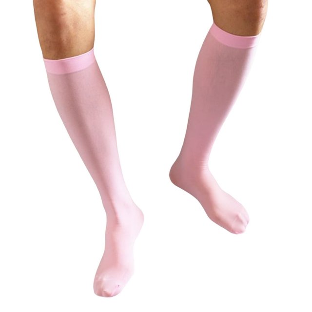 MesaSe 1 Pair Candy Color Anti-slip Smooth Men Socks Knee High Invisible Seamless Tube Socks