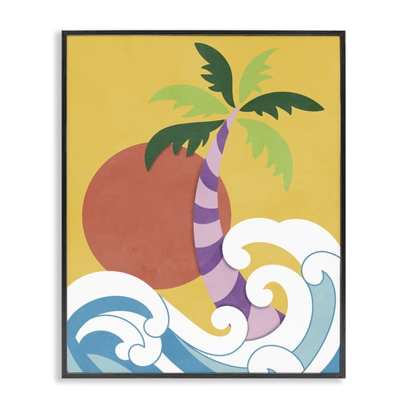 Stupell Industries Contemporary Modern Tropical Waves Black Framed Giclee Art, 16 x 20, by Marcus Prime