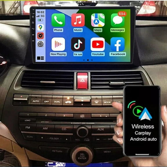 Woudy Car Stereo for Honda Accord 2008-2013, 10.1'' Touch Screen Car Radio Wireless CarPlay Android Auto, GPS FM/SWC Bluetooth 2G 32G