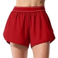 thumbnail image 2 of LOVZFMLL Womens Solid Color High Waisted Running Shorts With Pockets And Yoga Pants Red M, 2 of 5