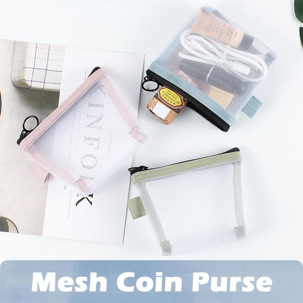 Portable Mesh Storage Bag Mini Transparent Nylon Mesh Card Bag Credit ID  Card Storage Bags Coin Purse Lipstick Key Storage Bag