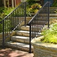 thumbnail image 4 of Outdoor Handrail, 3 Step Stair Handrail, Fits 4 or 5 Steps, Wrought Mattle Iron Stair Railing with Curved End and Balusters for Concrete Step, Porch Steps, One-Step Assembly, Black, 4 of 5
