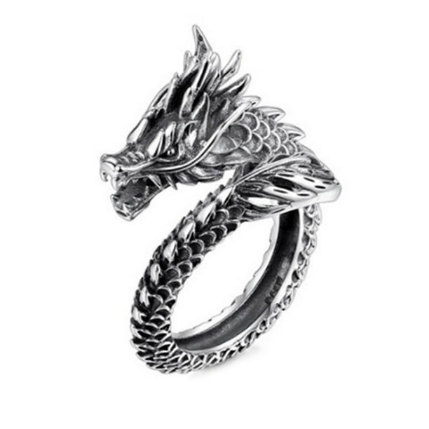 Qarigey Anillo de dragón para hombre, decoraciones de joyería, estilo Punk, decoración de mano para hombre, artesanía de Metal ajustable, anillos Ropa, zapatos y accesorios Miscelánea Qarigey AP010679-00B