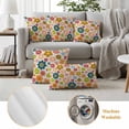 thumbnail image 5 of Vintage Boho Floral Outdoor Pillow Covers 16x16 Set of 2,Waterproof Patio Throw Pillowcase Protectors,Yellow Pink Floral Bohemia Beige Decorative Pillow Shams Cushion Covers for Seat Bed Couch Sofa, 5 of 8