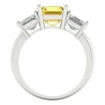 thumbnail image 4 of 4.0 ct Brilliant Square Emerald Cut VVS1 Yellow Zircon 14k White Solid Gold Three-Stone Wedding Bridal Anniversary Engagement Ring size 9.25, 4 of 7