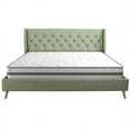 thumbnail image 4 of Bowery Hill Contemporary Linen Fabric Upholstered King Bed in Light Green, 4 of 10
