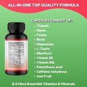 Shifaa Nutrition Energize Halal Vitamins – Natural Energy & Focus Support with B Vitamins, Caffeine & Taurine – 60 Servings, Jitter-Free