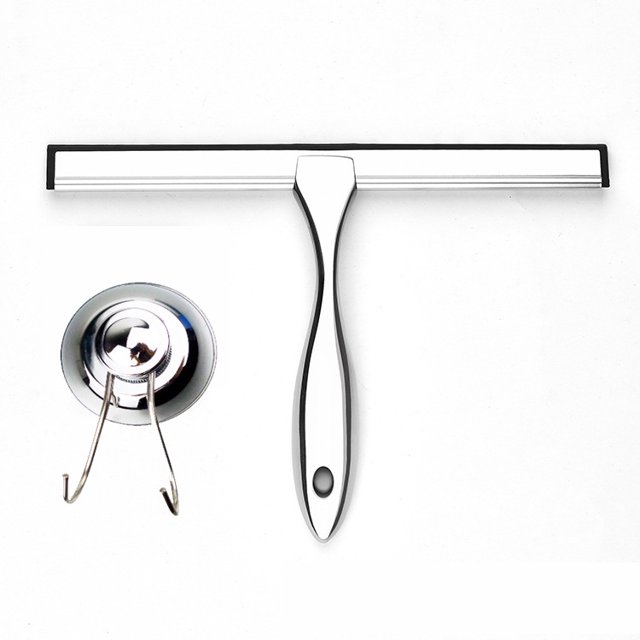 Escobilla de goma para ducha multiusos para puertas de ducha, baño, ventanas y cristales de coche, acero inoxidable, 10 pulgadas ER
