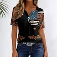 thumbnail image 5 of Women's Patriotic 250th Anniversary USA Shirt V-Neck Button American Flag Print Short Sleeve T-Shirts, 5 of 7