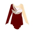 thumbnail image 6 of Kaerm Women's Figure Ice Skating Dress Long Sleeves Gymnastics Leotard Contemporary Lyrical Dress Burgundy M, 6 of 7