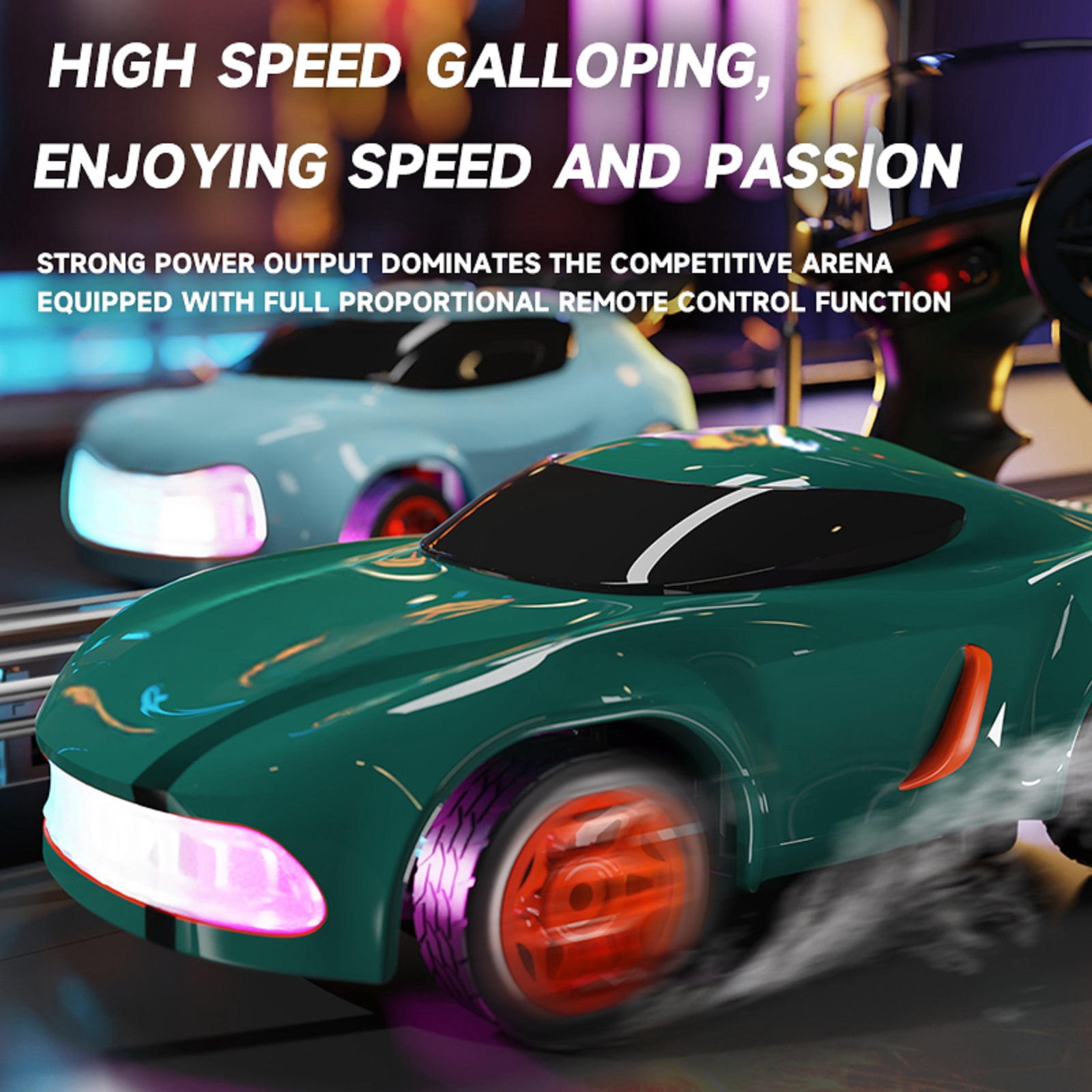 Desktop Drift Car, 2.4GHz Electric Mini Full Proportional Remote Control Car, Rechargeable RC Drift Toy with Instant Acceleration Button