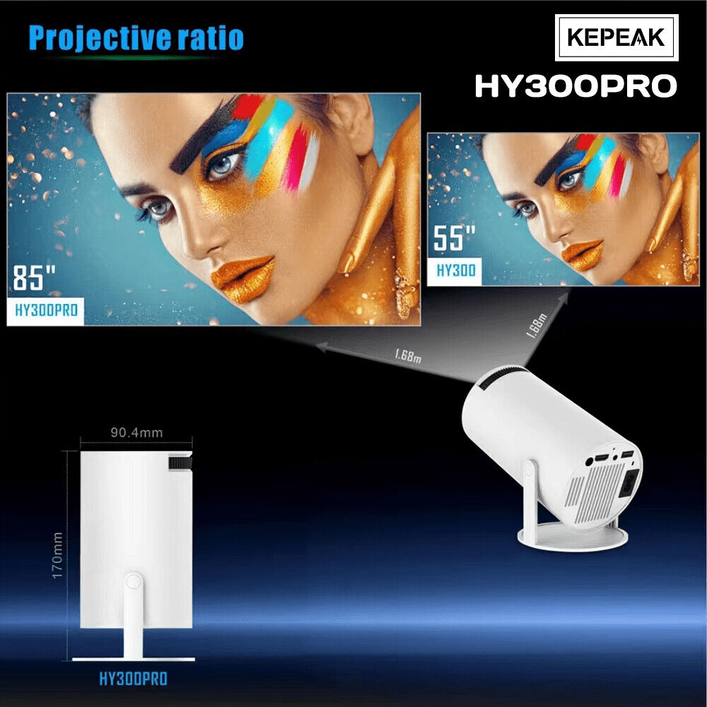 HY300 Mini Projector: 4K, 1080P, WiFi, Portable, Smart HY300 Mini Projector: 4K, 1080P, WiFi, Portable, Smart