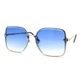 thumbnail image 2 of Womens Rhinestone Rimless Rectangular Mod Butterfly Sunglasses Gold Blue, 2 of 4
